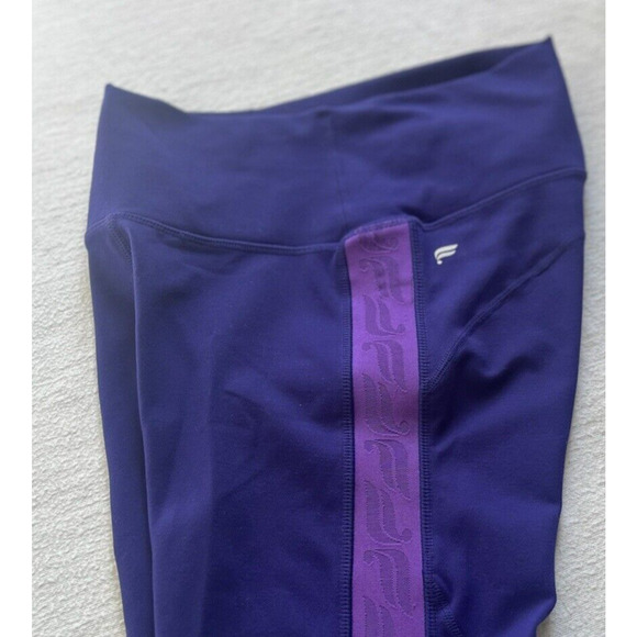 Fabletics Define PowerHold High Rise 7/8 Leggings Purple Side Stripe UPF Size XS - Picture 7 of 11